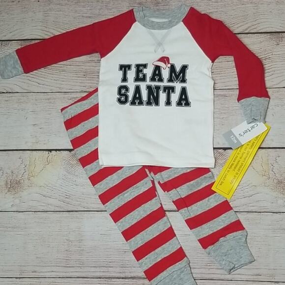 Carter's Team Santa Pajamas | Size 12M - Picture 1 of 4